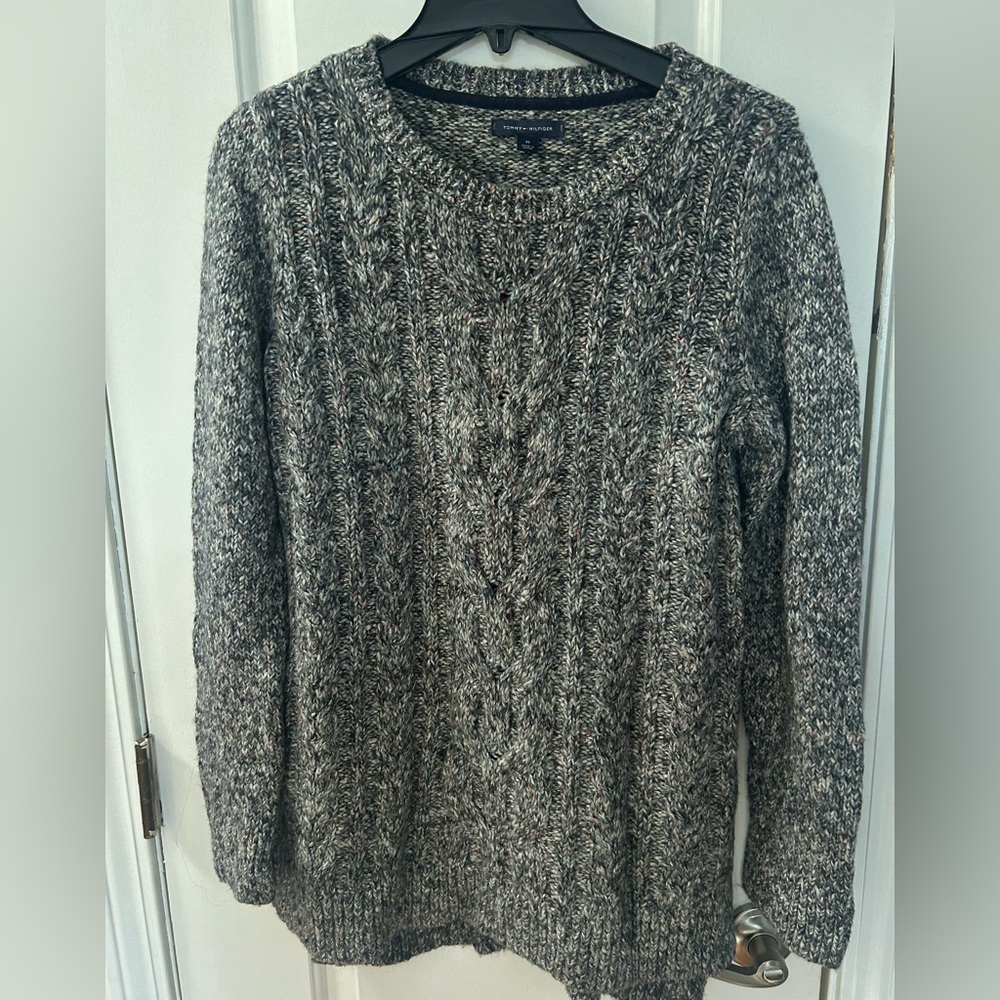 Tommy Hilfiger Black and White Cable Knit Sweater